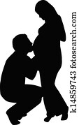 Pregnant Belly Kisses Silhouette