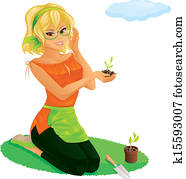 Pretty girl gardening Pretty girl gardening