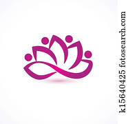 Purple lotus flower logo vector 