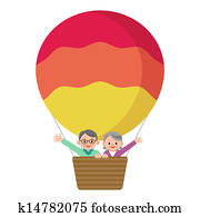 představený kuplovat, jízdní, jeden, balloon