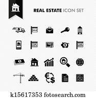 real estate, frisch, symbol, set.