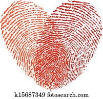red fingerprint heart, vector red fingerprint heart, vector