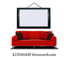 Red Sofa and Picture Frame Red Sofa and Picture Frame