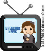 repórter notícia, sobre, tv, -, negócio