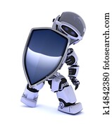 Robot with a shield Robot with a shield
