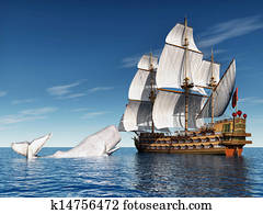 Sailing Ship with White Whale Sailing Ship with White Whale