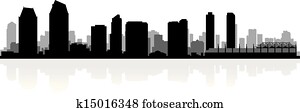 san diego, stadt skyline, silhouette san diego, stadt skyline, silhouette