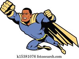 schwarz, fliegen, superhero, mit, geballte faust schwarz, fliegen, superhero, mit, geballte faust