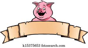 schwein, mit, bandbanner schwein, mit, bandbanner