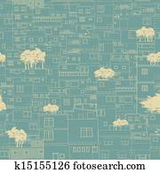Seamless city pattern sketch