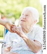senior zena, holding hands, s, caretaker