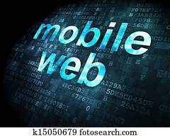 SEO web development concept: Mobile Web on digital background SEO web development concept: Mobile Web on digital background