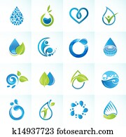 Set of icons for water and nature Set of icons for water and nature
