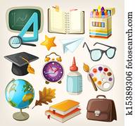 Set of school items Set of school items