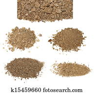 set pile dry dirt isolated on white