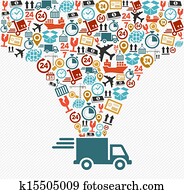 Shipping icons set Fast delivery truck concept illustration. Shipping icons set Fast delivery truck concept illustration.