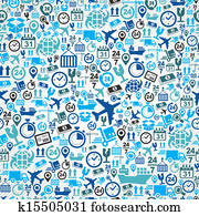 Shipping logistic seamless pattern blue icon set background.