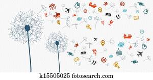 Shipping logistics icons abstract dandelion illustration. Shipping logistics icons abstract dandelion illustration.