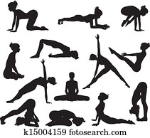 silhouette, joga, posen silhouette, joga, posen