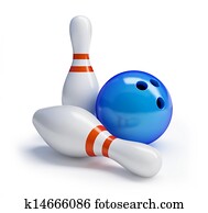 Skittles and bowling ball on a white background Skittles and bowling ball on a white background