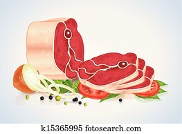 Slices Of Meat With Vegetables And Slices Of Meat With Vegetables And