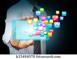 Smart phone with application icons Smart phone with application icons