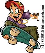 Smiling Teen On Skateboard Smiling Teen On Skateboard