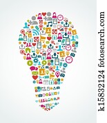 Social media icons isolated idea light bulb EPS10 file. Social media icons isolated idea light bulb EPS10 file.