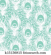 Soft peacock feathers vector seamless pattern background Soft peacock feathers vector seamless pattern background