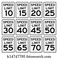 Speed Limit Sign Set Speed Limit Sign Set