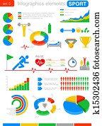 sport, infographics., statistika, a, analytics, jako, povolání, finance.
