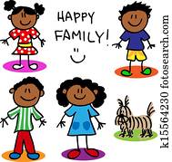 Stick figure black family