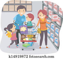 stickman, familie einkaufen, in, a, lebensmittelgesch?ft stickman, familie einkaufen, in, a, lebensmittelgesch?ft