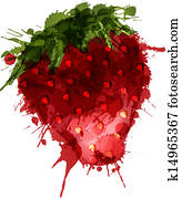 Strawberry made of colorful splashes on white background Strawberry made of colorful splashes on white background