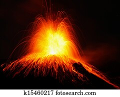 Strombolian, erupção, vulcão, stromboli, erupting
