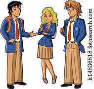 studenten, in, schule- uniformen studenten, in, schule- uniformen