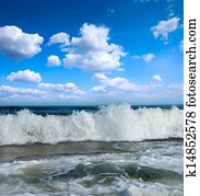 Sunny beach on coast of atlantic ocean