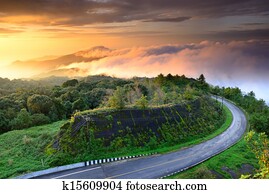 Sunrise at Doi Intanon National Park vIew point, Thailand