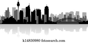 Sydney Australia city skyline vector silhouette Sydney Australia city skyline vector silhouette