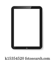 Tablet with blank screen.
