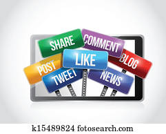 tablet with social media sign illustration tablet with social media sign illustration