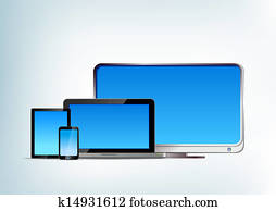 tabulka pc, počítač na klín, smartphone, televize, vektor, čelo, ohledat., čistý