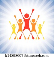team of achievers celebrating victory in a competition- vector graphic. This illustration can also represent winners of a challenge, excited team members, thrilled people, super achievers, etc team of achievers celebrating victory in a competition- vector graphic. This illustration can also represent winners of a challenge, excited team members, thrilled people, super achievers, etc