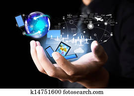 tecnologia moderna, e, social, mídia