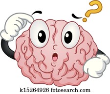 Thinking Brain Mascot with Question Mark Thinking Brain Mascot with Question Mark