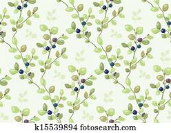 Tiled pattern with blueberry bushes Tiled pattern with blueberry bushes