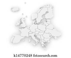 tridimensional, mapa, de, europe.
