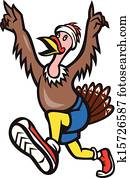 Turkey Run Runner Cartoon Isolated Turkey Run Runner Cartoon Isolated
