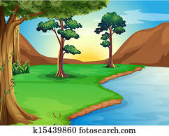 um, rio, em, a, floresta