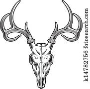 veado, cranio, vetorial